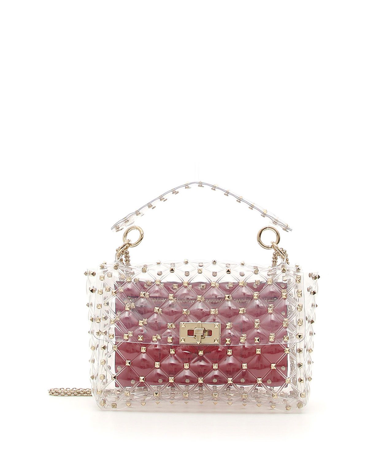 Rockstud Spike Plexi Medium Shoulder Bag | Neiman Marcus