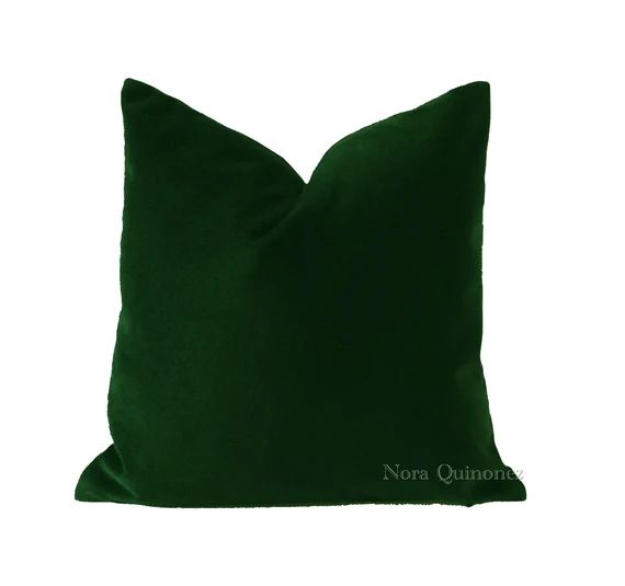 Hunter Green Decorative Pillow Cover - Medium Weight Cotton Velvet - Invisible Zipper Closure - K... | Etsy (US)