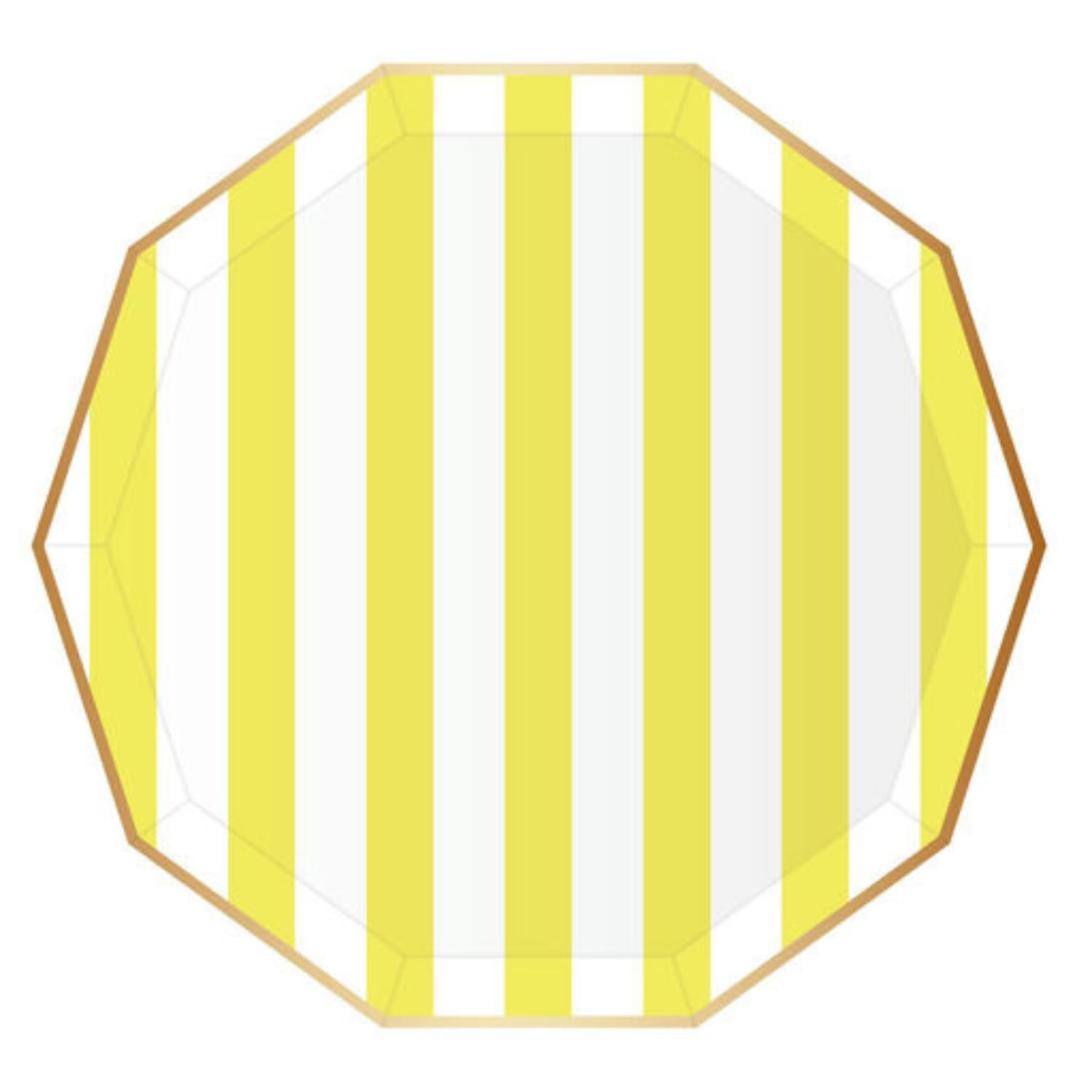 Bonjour Fête Light Yellow Cabana Stripe Party Plates | Gold Foil Sturdy Disposable Plates for Ho... | Amazon (US)