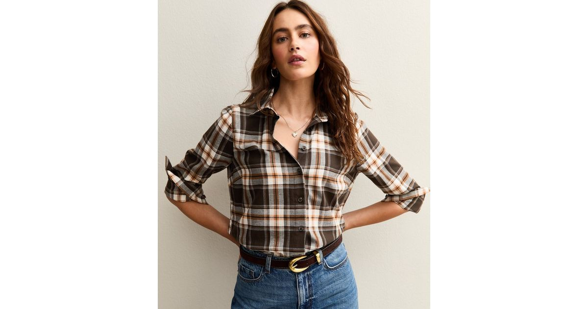 Brown Checked Long Sleeve Shirt | New Look | New Look (UK)