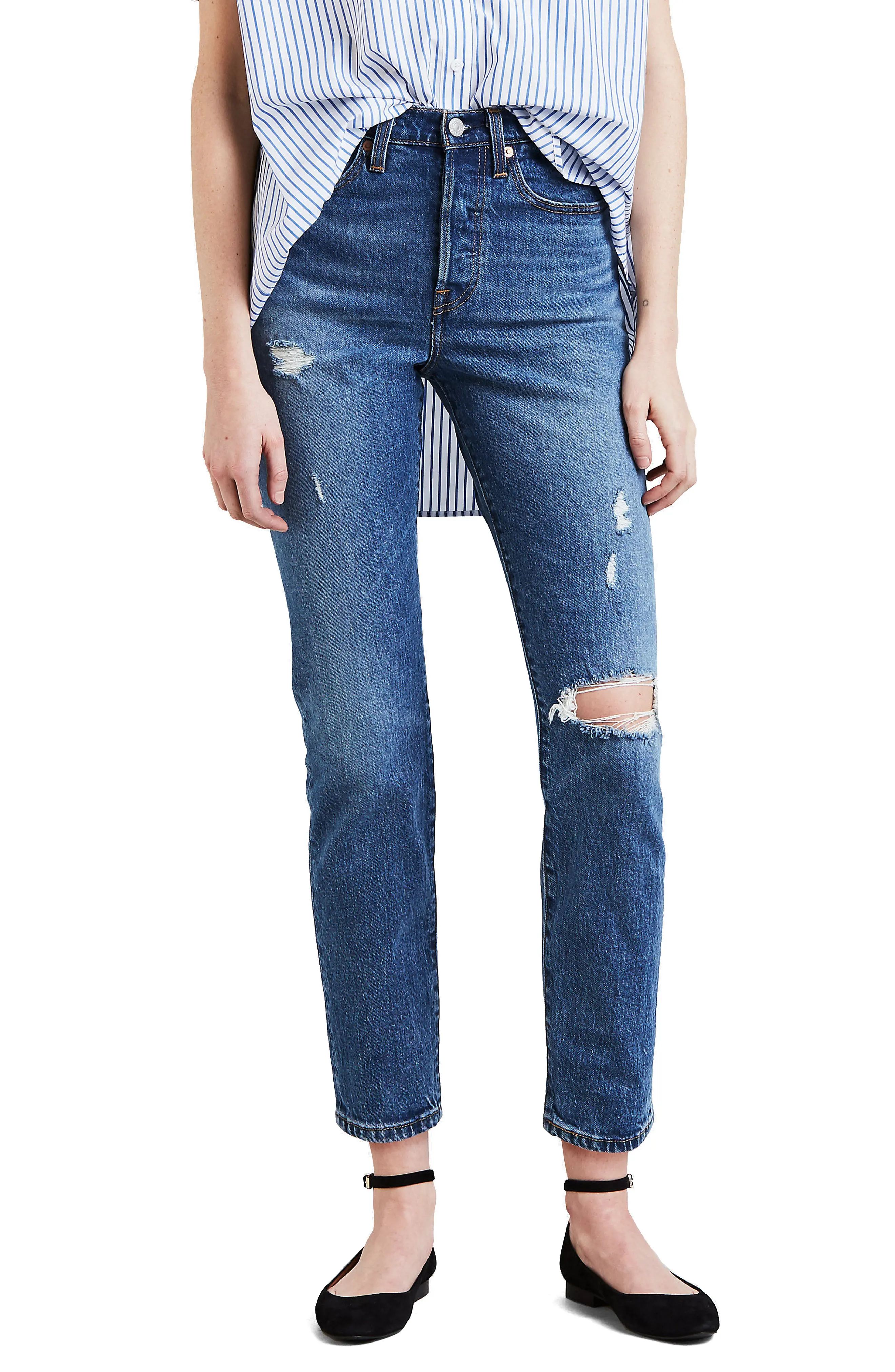 Wedgie Icon Fit Ripped High Waist Ankle Jeans | Nordstrom