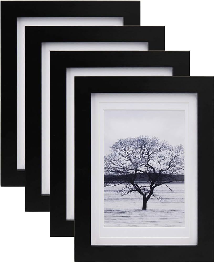 Egofine 5x7 Picture Frames 4 PCS - Made of Solid Wood Matted for 4x6 and 3.5x5 for Table Top Display | Amazon (US)