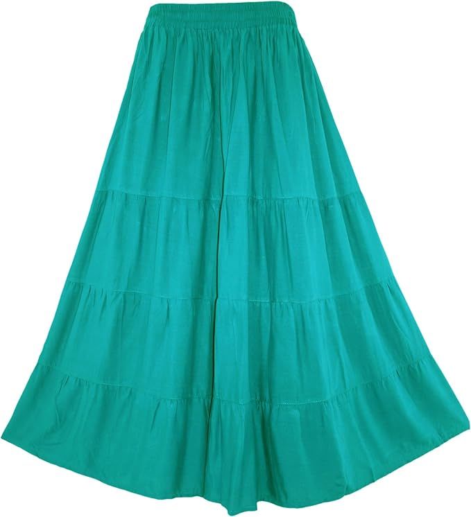 Women BOHO Gypsy Long Maxi Tiered Peasant Skirt Plus Size XL to 3X | Amazon (US)