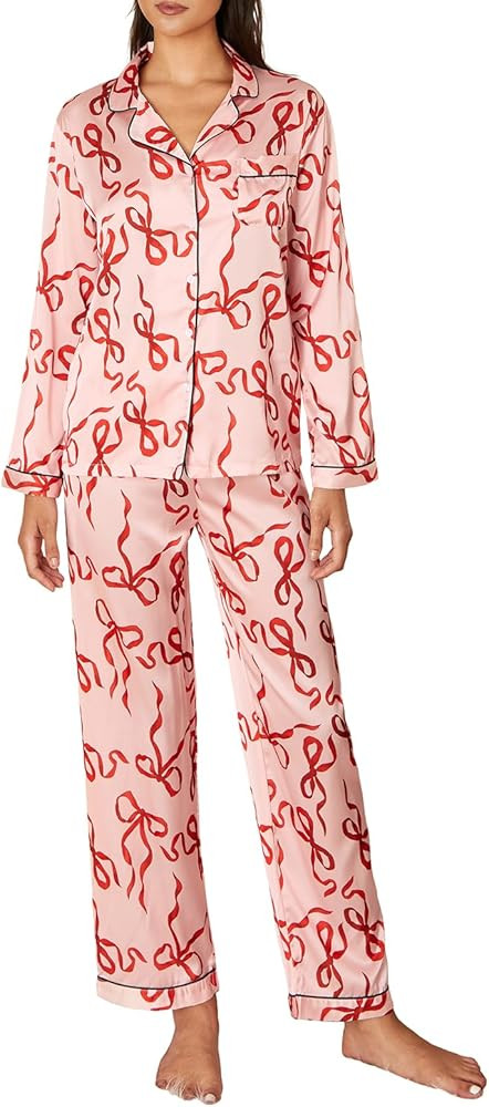 Juakoso Valentine's Day Pajamas Sets Women Cute Pink Heart Print Pjs Sets Shirt Top Pants 2 Piece... | Amazon (US)