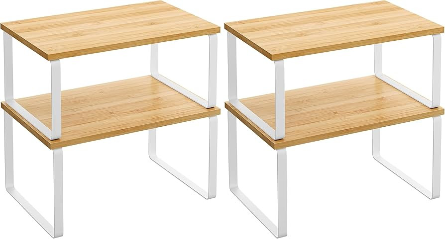 SONGMICS Cabinet Organizer Shelf, Set of 2 Kitchen Counter Shelves, Kitchen Storage, Spice Rack, ... | Amazon (US)