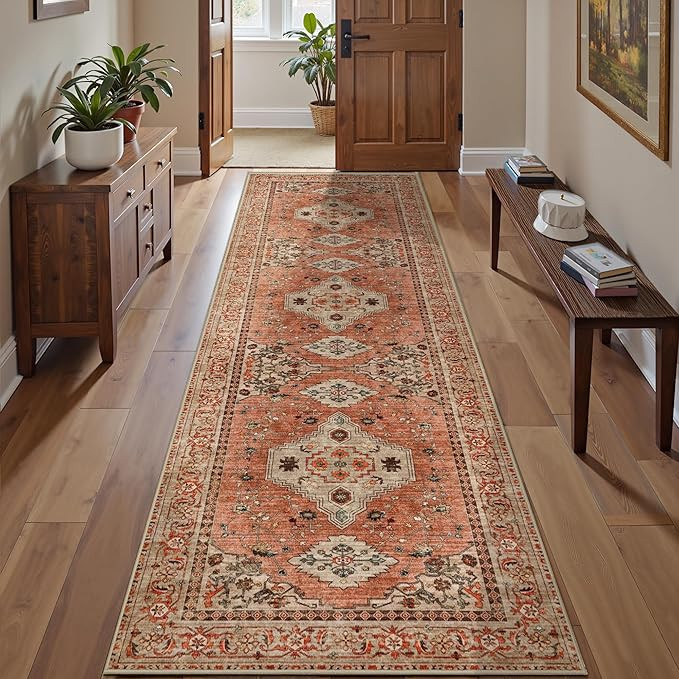 Tangsoo Boho Hallway Runner Rug 2.6x10 Washable Runner Rug for Hallways, Non Slip Vintage Soft Lo... | Amazon (US)