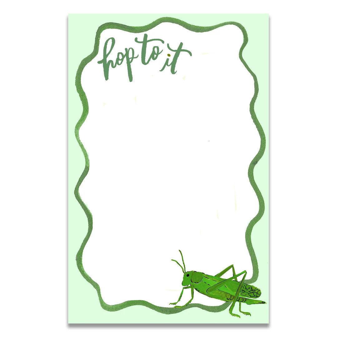 Hop to It Grasshopper Notepad Mint Green Olive Green Stationery & Office Accessories Gifts - Etsy | Etsy (US)