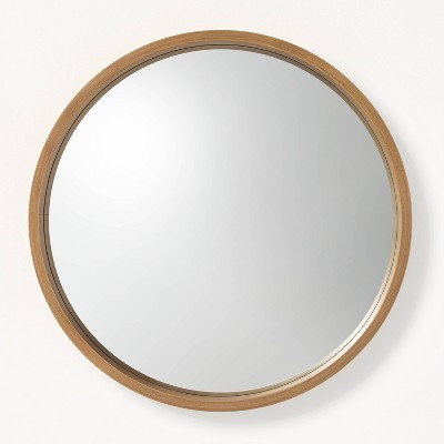 16" Round Wood Framed Wall Mirror Natural - Hearth & Hand™ with Magnolia | Target
