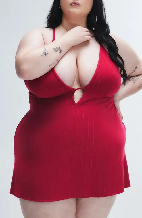 SAVAGE X FENTY Sleek Stitch Sleep Mini Slip in Red Cognac at Nordstrom, Size Large | Nordstrom