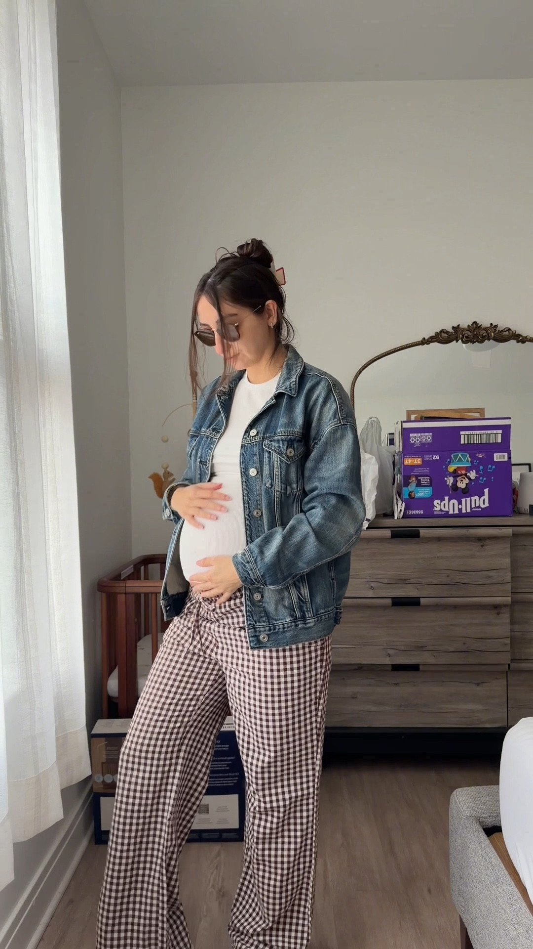 maternity bump-friendly fall outfit // brown tie-front gingham pants // white ribbed long sleeve top

wearing size XS top / size S pants

#LTKPetite #LTKBump #LTKCyberWeek