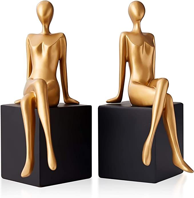 Modern Girl Statues Decorative Bookend Set. Add Modern Touch to Any Shelf or Table with These Uni... | Amazon (US)