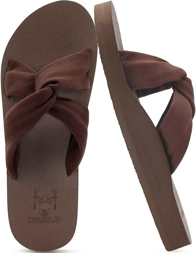 KuaiLu Womens Dressy Sandals with Arch Support Yoga Mat Comfortable Cushion Walking Criss Cross S... | Amazon (US)