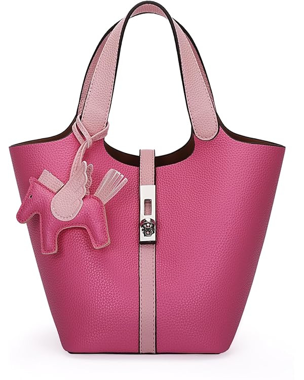 Tote Bag for Women Vegan Leather Bucket Purse for Women Top Handle Handbag Shoulder Bag with Deta... | Amazon (US)