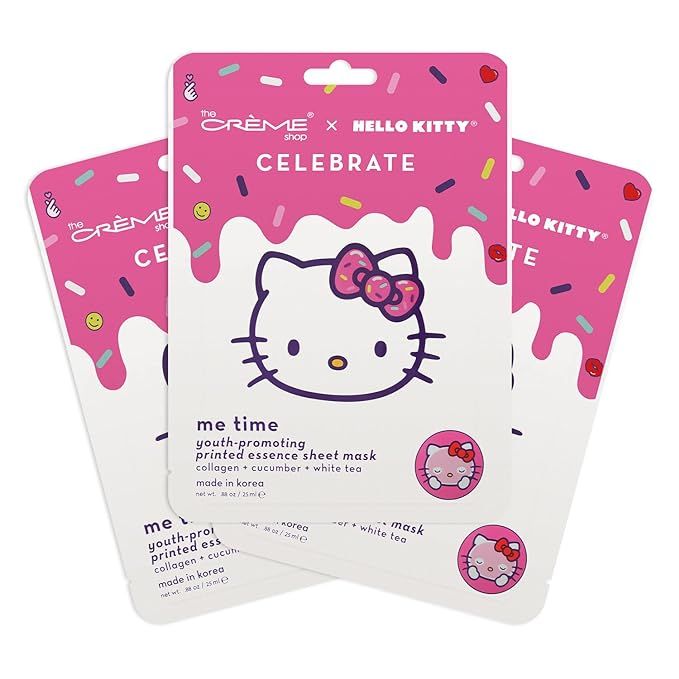 The Crème Shop | Hello Kitty CELEBRATE - Me Time! Youth-Promoting Sheet Mask (3 Pack), for Plump... | Amazon (US)