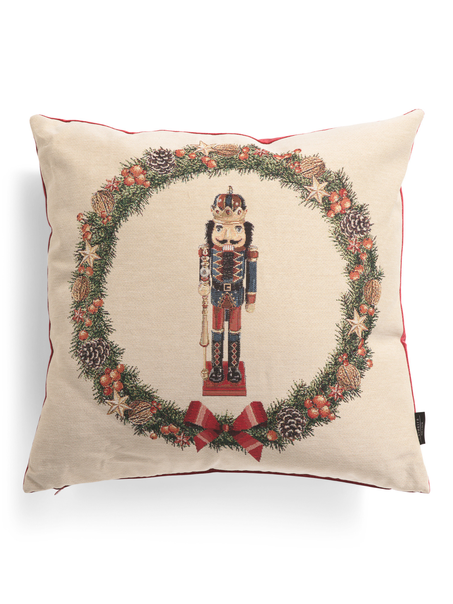 20x20 Christmas Nutcracker Wreath Lurex Tapestry Pillow | Throw Pillows | Marshalls | Marshalls