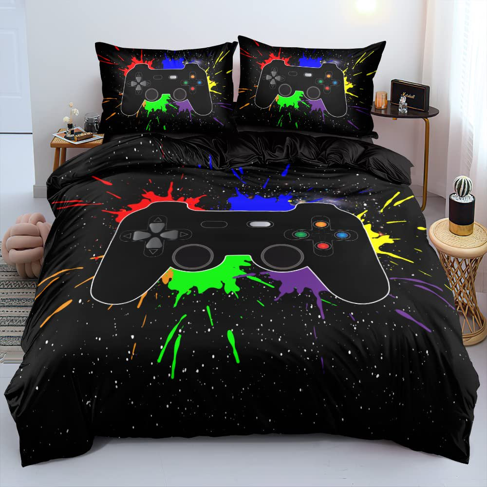 Comtest Boys Gaming Bedding Set Kids Gamepad Gamer Bedroom Decor Black Bed Set of 3 | Walmart (US)