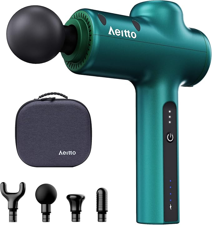 Massage Gun, Aeitto Deep Tissue Percussion Massager Gun, Muscle Gun Massager with 4 Massage Head,... | Amazon (US)
