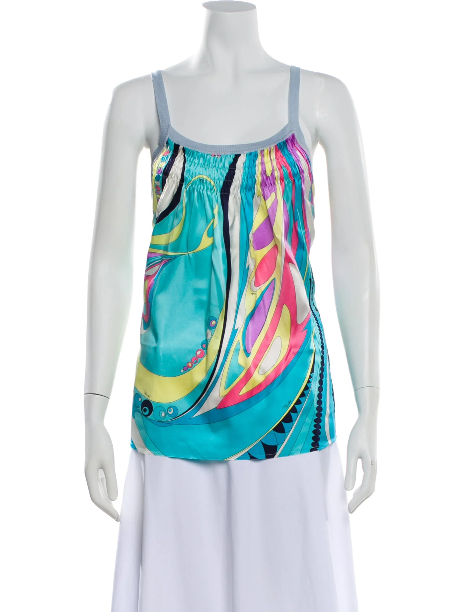Emilio Pucci Silk Printed Top - Blue Tops, Clothing - EMI148411 | The RealReal | The RealReal
