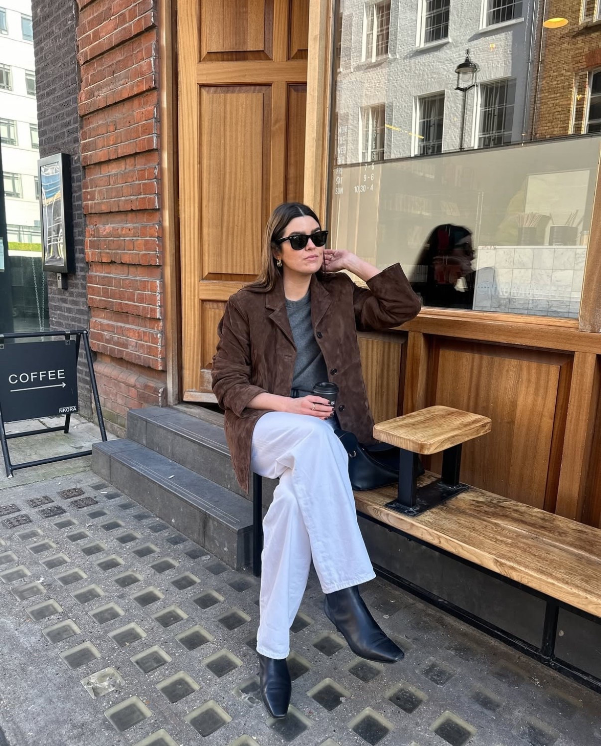 POV: Spring has arrived 🌷 the sun is out in London, it’s officially time to get that favourite jacket or blazer out the closet and enjoy a coffee in the sun ☀️ effortlessly smart casual look, dressing up white denim with chocolate brown suede, great spring capsule look for work or smart casual

#LTKspring #LTKworkwear #LTKstyletip