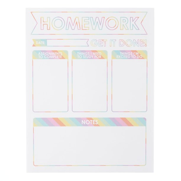 Pen+Gear Homework Planner Pad, Rainbow, 60 Sheets - Walmart.com | Walmart (US)
