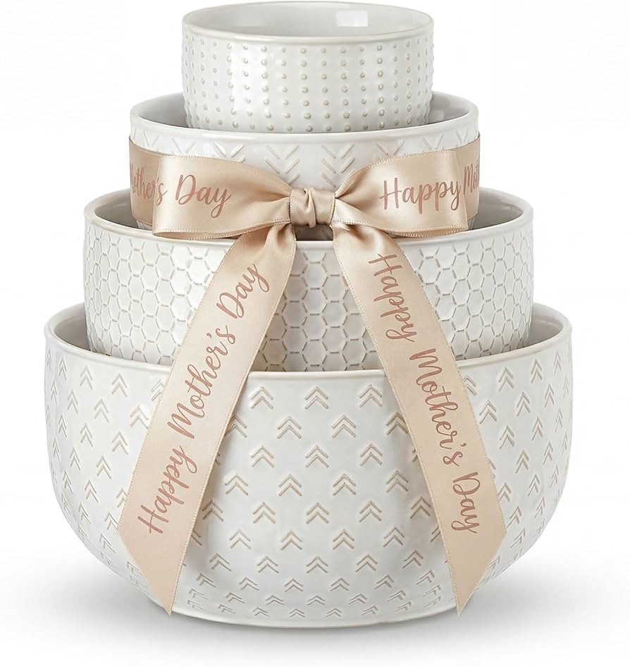 Lareina Ceramic Large Mixing Bowls Set of 4, Nesting Bowls for Cooking, Baking, Salad Etc, Servin... | Amazon (US)