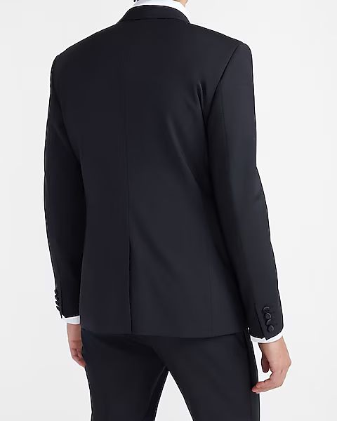 Extra Slim Solid Black Wool-blend Tuxedo Jacket | Express