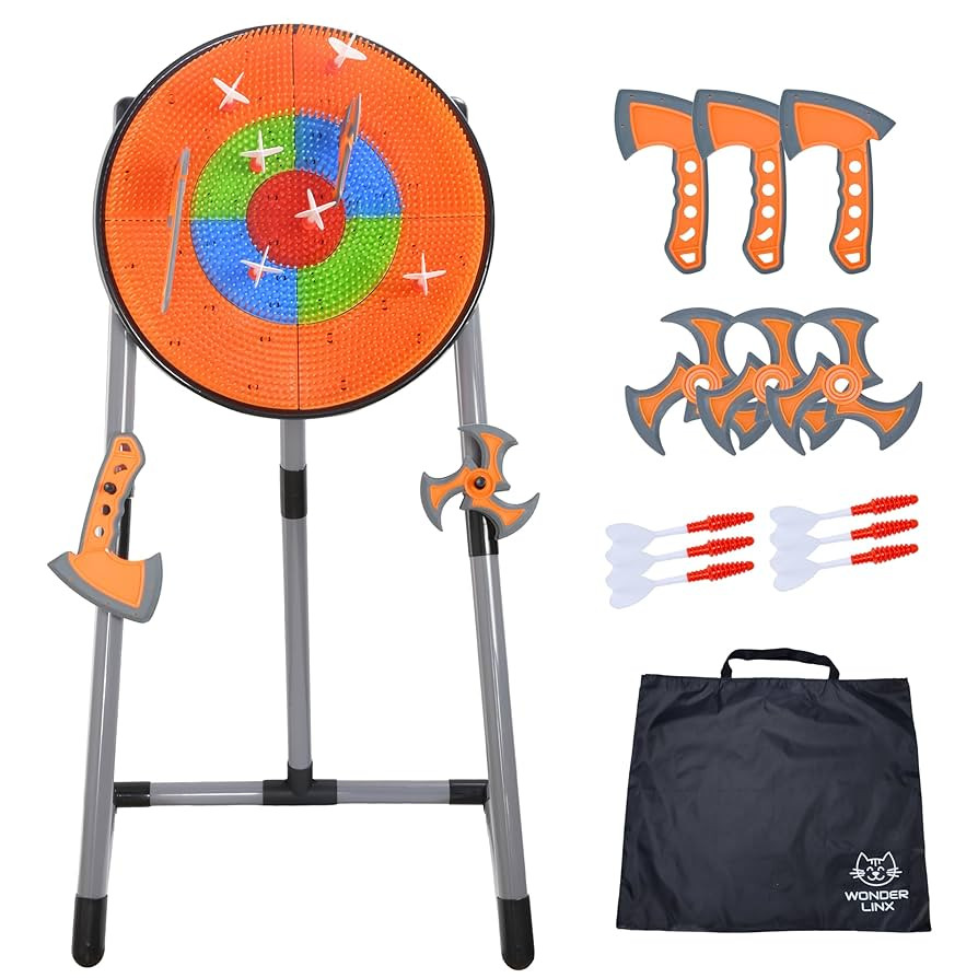 3 in 1 Throwing Game Toy Set - Dart & Axe Throwing Game with Bristle Target Dartboard - 3 Throwin... | Amazon (US)