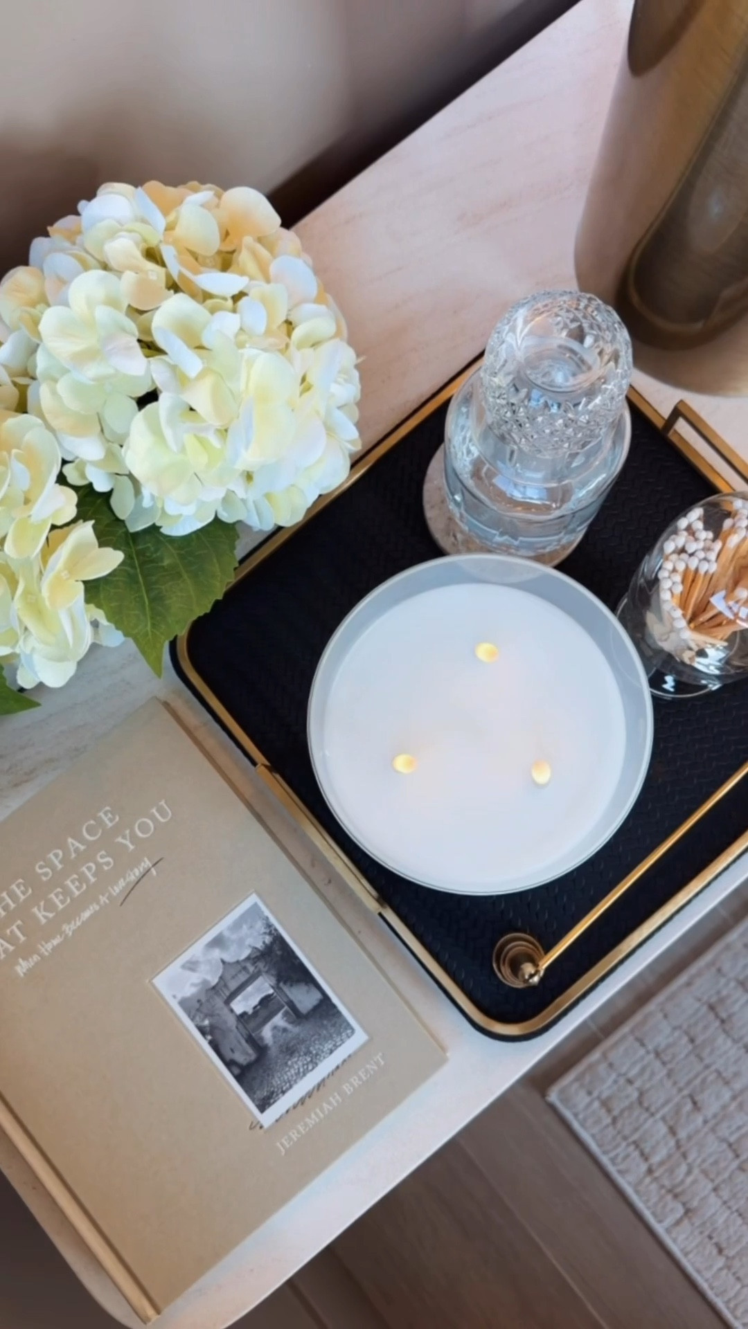 I love this leather braided tray, candle snuffler, and flawless candle. It's a simple way to get a designer inspired. Look on a budget. Plus that makes me feel a little bit fancy.😉

Gold Candle snuffer
Black and gold tray
Designer inspired nightstand set up
Nightstand decor
Amazon home Decor
Neutral bedding decor
Neutral bedroom decor
Bougie on a budget 

 Summerthompsonstyles 

#LTKHome #LTKU #LTKSaleAlert