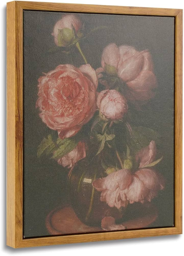 InSimSea Framed Canvas Wall Art, Vintage Flower Pictures Decor Aesthetic, Samll Wall Art Valentin... | Amazon (US)