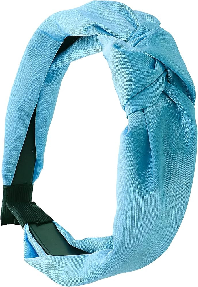 Motique Accessories Blue Satin Knot Headband for Women | Amazon (US)
