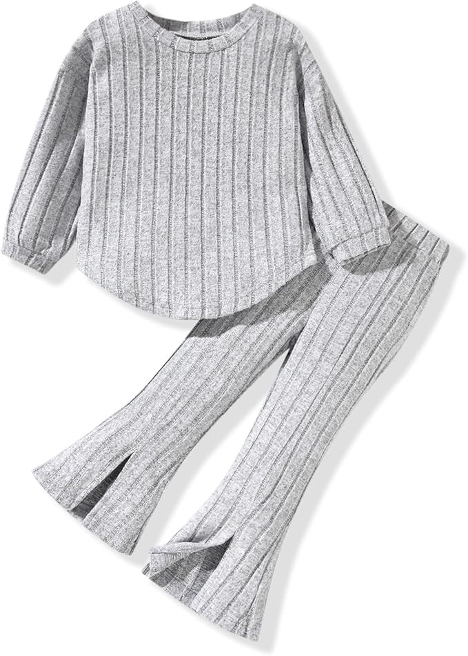 Aalizzwell Toddler Girl Flare Pants with Slit Outfit for 2T - 5T | Amazon (US)