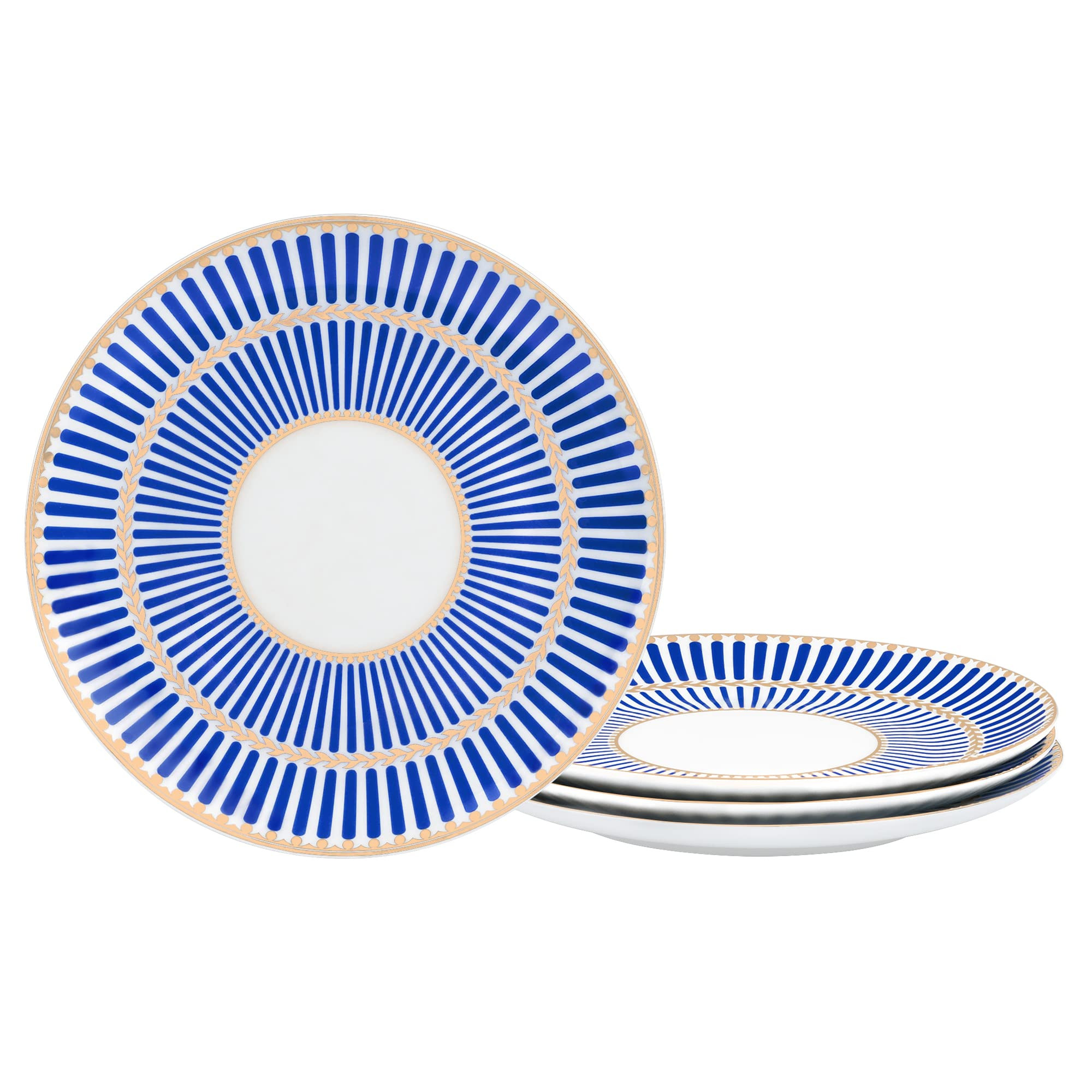 Fanquare 8" Modern Blue Stripe Dessert Plates Set of 4, Porcelain Dinner Plates for Pasta, Appeti... | Amazon (US)