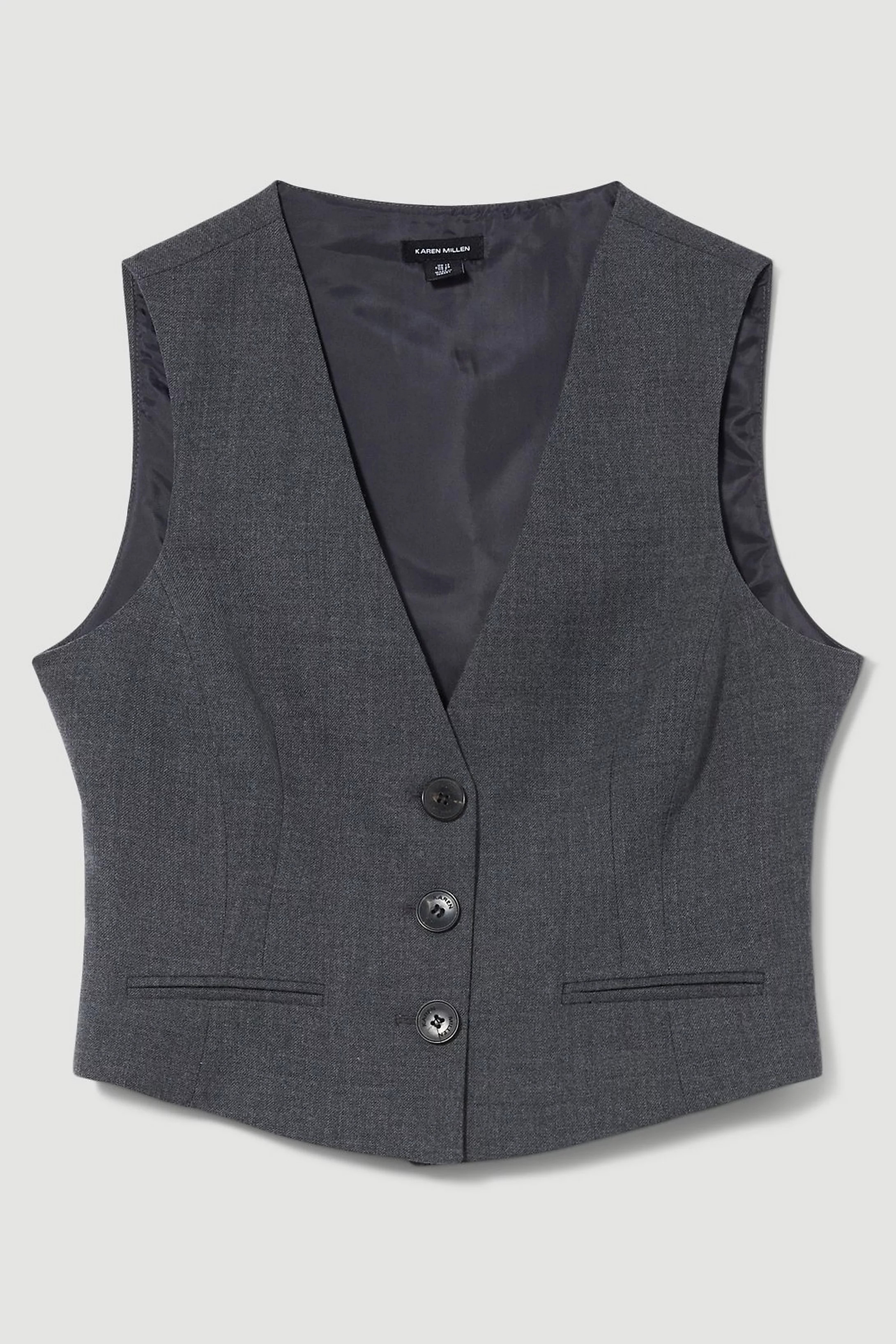 Premium Wool Flannel Waistcoat | Karen Millen UK + IE + DE + NL