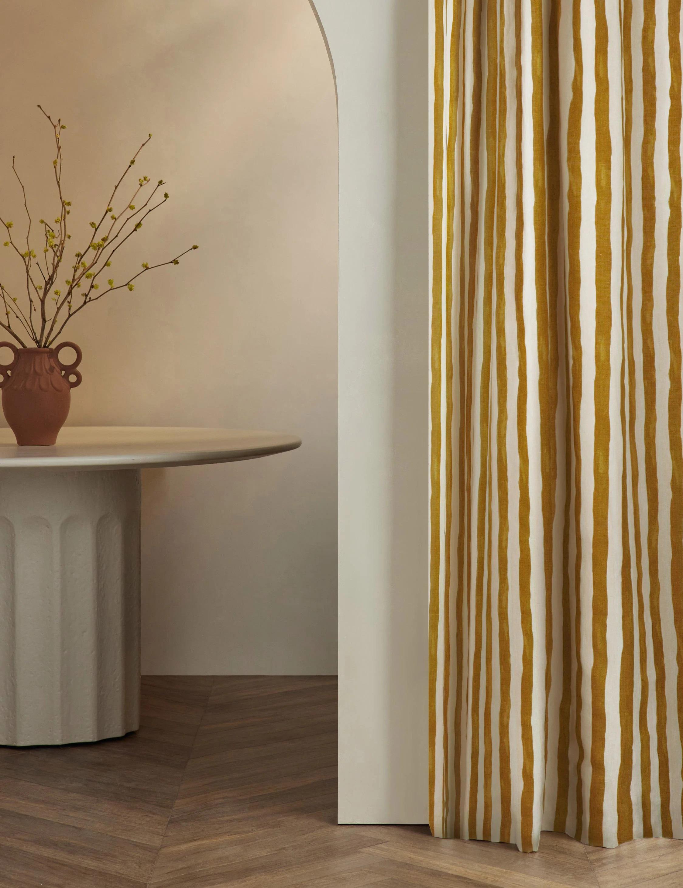 Painterly Stripe Linen Curtain Panel by Sarah Sherman Samuel, Goldenrod and Ivory, 50" x 96 | Lulu and Georgia 