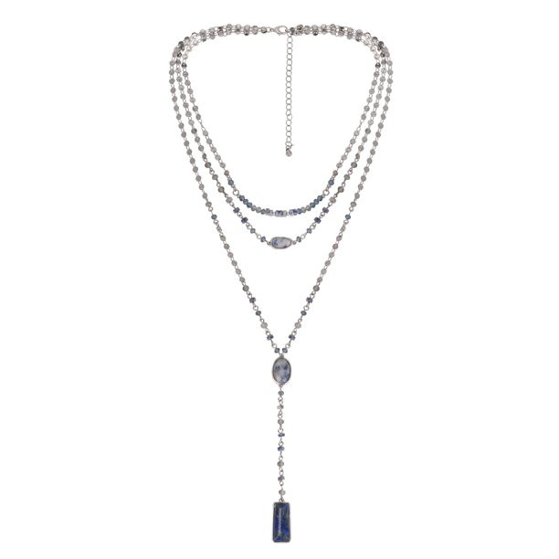 The Pioneer Woman Long Layered Y-Necklace with Blue Crystal and Multicolored Beads | Walmart (US)