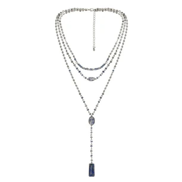The Pioneer Woman Long Layered Y-Necklace with Blue Crystal and Multicolored Beads | Walmart (US)