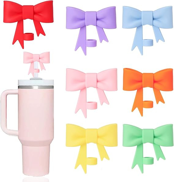 Cute Bow Straw Covers Cap Toppers Compatible with Stanley 40/30 oz Tumbler Cups,Reusable Cute Sil... | Amazon (US)