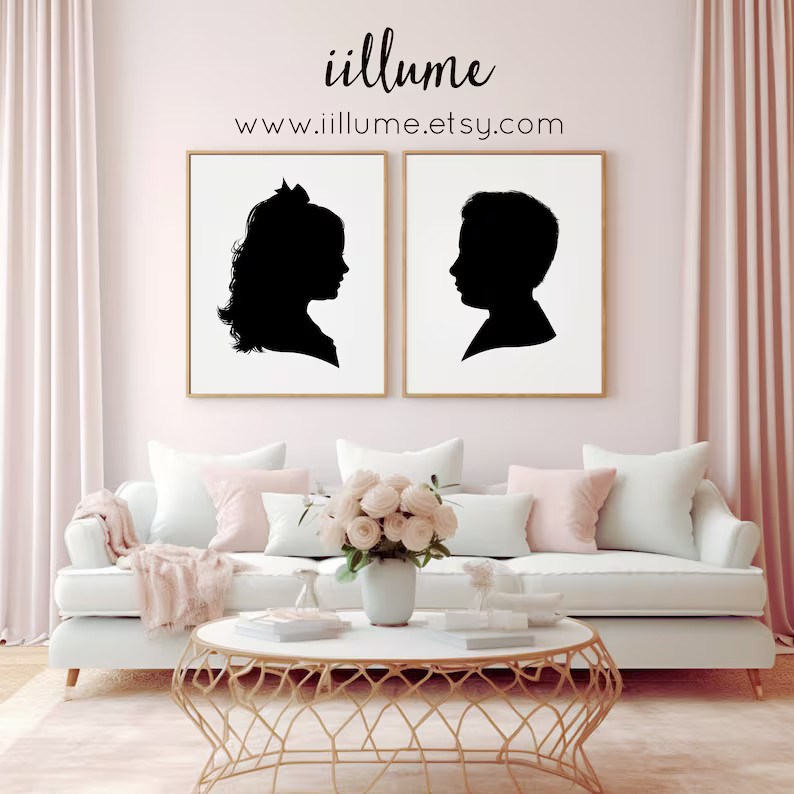 DIGITAL FILES ONLY 2 Traditional Profile Silhouettes of Brother and Sister, Silhouettes From Your... | Etsy (US)