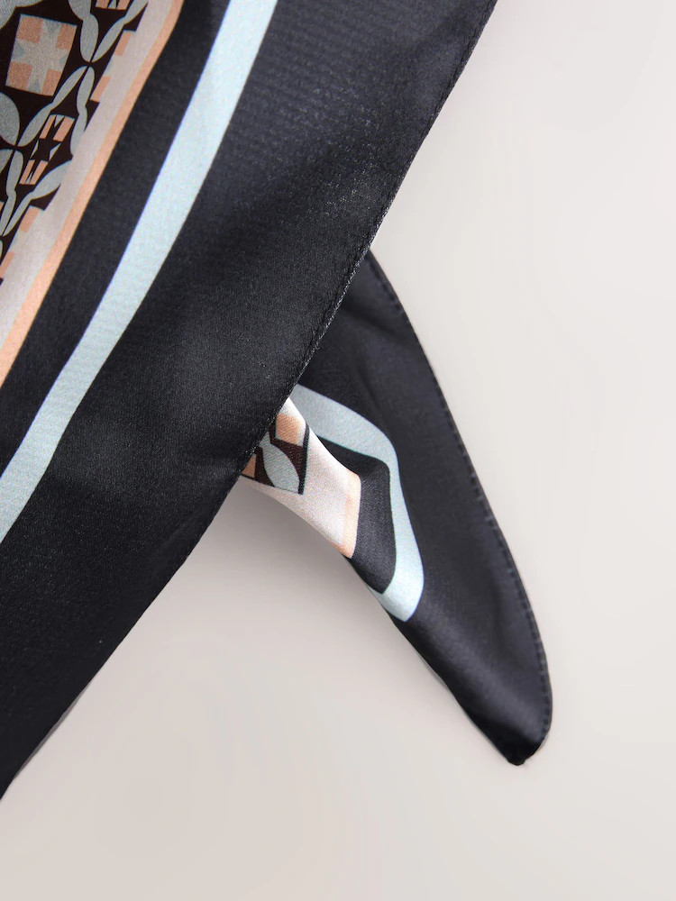 Buy Brown Geometric Print Satin Square Scarf from Next United Arab Emirates | Next UAE