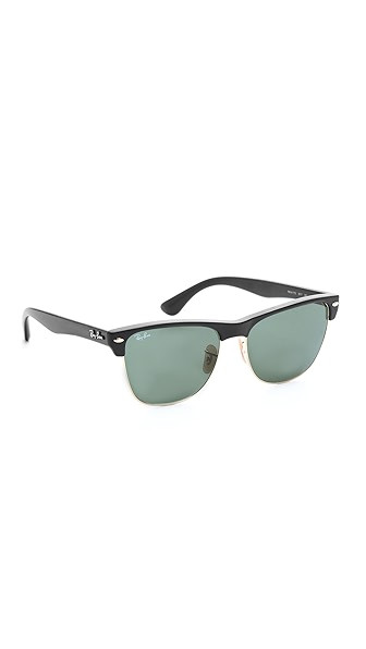 Ray-Ban Oversized Clubmaster Sunglasses - Black/Crystal Green | Shopbop