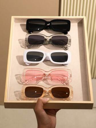 5pcs Plastic Multicolor Square Frame Classical Fashion Sunglasses For Outdoor Rave Party Musical ... | SHEIN