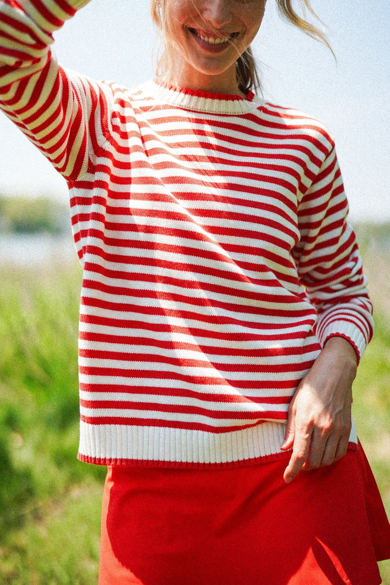 Autumn Sweater - Tomato/Cream Stripe | Smith and Quinn