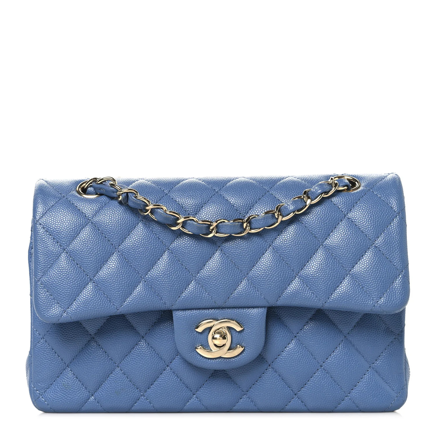 Caviar Quilted Small Double Flap Blue | FASHIONPHILE (US)