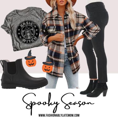 What’s up, pumpkin? 
Perfect spooky season outfit for Halloween!! 
Fashionablylatemom 
Pumpkin earrings 
Black boots 
Black straight legged jeans 
Graphic t-shirt 

#LTKstyletip #LTKHalloween