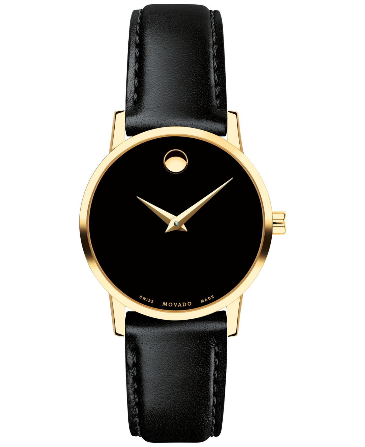Movado Women's Swiss Museum Classic Black Leather Strap Watch 28mm - Black/Gold Black | Macy's