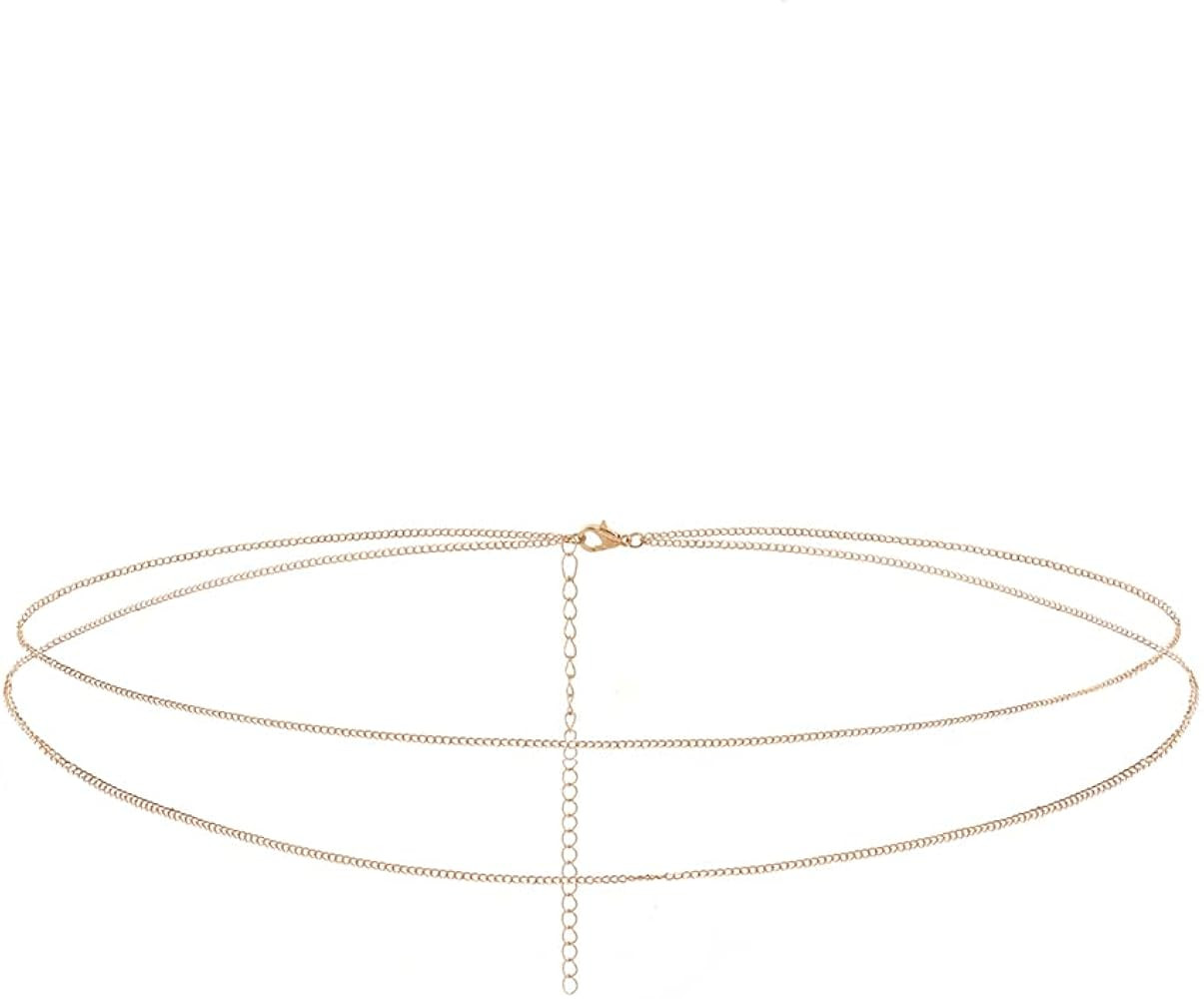 Vivilly Thin Waist Chain Layered Belly Chain Beach Body Jewelry Accessories for Women and Girls | Amazon (US)