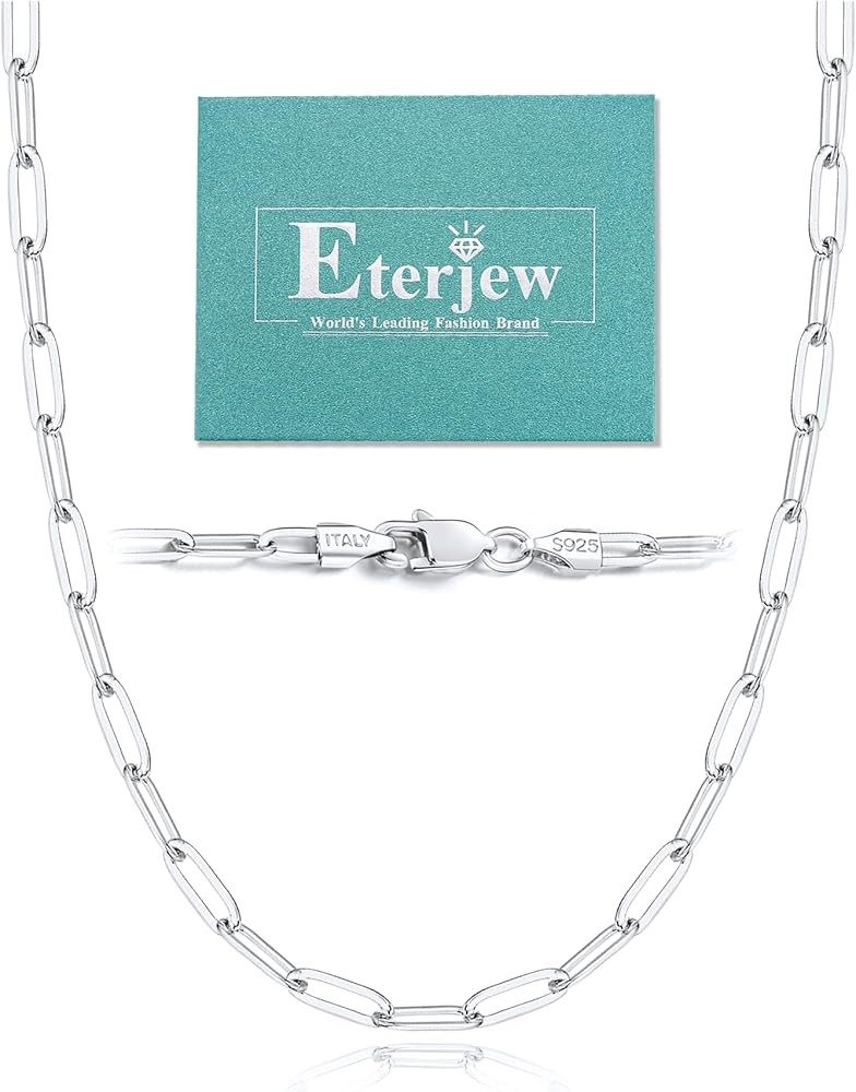 Italy Solid 18K Gold Over 925 Sterling Silver Paperclip Chain Necklace for Women, 3/4mm Women's C... | Amazon (US)