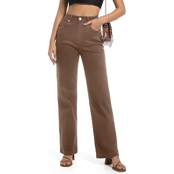 Women's Jeans High Waisted Straight Leg Stretchy Jeans Trendy Wide Leg Tummy Control Loose Casual... | Amazon (US)