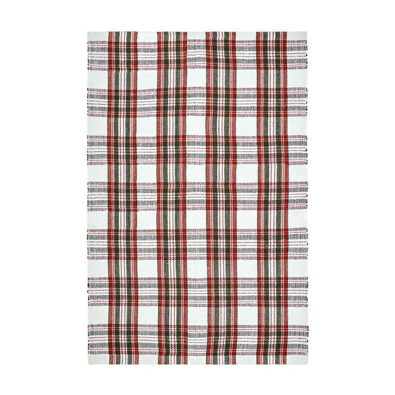 My Texas House Red/White Tartan Plaid Indoor/Outdoor Layering Rug, 38" x 58" - Walmart.com | Walmart (US)