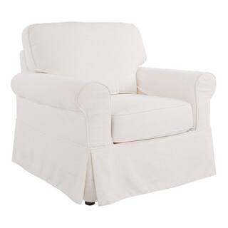 Ashton Ivory Polyester Arm Chair with Removable Cushions (Set of 1) | The Home Depot